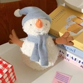 Detail of cute snowman plush with blue knit hat and scarf in a cozy home setting - Sammy Snowman (With Hat + Scarf) / 20cm