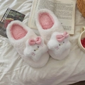 Cute white plush indoor slipper featuring a 3D cat design with pink bow and fur lining - 36/37 / Star Cat