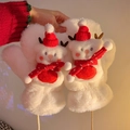 Muffole natalizie in peluche bianco con cordino e simpatico personaggio pupazzo di neve - Pupazzo di Neve