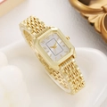 Orologio elegante da donna dorato con quadrante quadrato e cinturino in metallo - Bianco