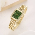 Orologio rettangolare dorato da donna con quadrante verde vintage e cinturino in metallo - Verde
