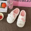 Plush white cartoon cat slippers with pink bow for cozy indoor comfort and warmth - 36/37 / Star Cat