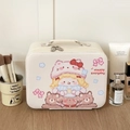 Detail van een cartoon make-up koffer met handvat en ruim opbergontwerp voor dames - Kattenmeisje
