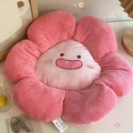 Coussin de chaise en peluche rose en forme de fleur avec broderie et rembourrage doux - Fleur Foncée