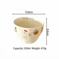 Ceramic bowl with cartoon animal print and size dimensions 12.8cm diameter and 8.6cm height - Letter Hand-pinched Bowl / Blue