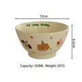 Cartoon ceramic bowl with animal illustrations and my little Buddy text, 350ML capacity - Green Letter Small Bowl