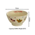Cute ceramic bowl with cartoon animals and Happy Buddy print 12cm diameter 350ml - Red Letter Small Bowl