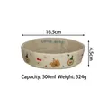 Cute cream ceramic bowl with bear and dog patterns, Little Baby print, 500ml capacity - Blue Letter Hand-pinched Plate