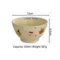 Cute cartoon ceramic bowl with bear and rabbit prints for breakfast or dessert - Blue Letter Small Bowl