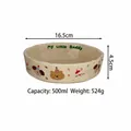 Matte cream ceramic bowl featuring cute animal prints and my little Buddy text - Green Letter Hand-pinched Plate
