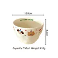 Creamy ceramic bowl with cute bear and dog cartoon patterns in a matte finish - Green Letter Hand-pinched Bowl