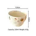 Creamy ceramic 550ml bowl with matte finish and cute bear and rabbit illustrations - Blue Letter Hand-pinched Bowl