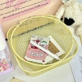 Nesting set of two light yellow wire mesh storage baskets for desk organization - Square / Milk Yellow