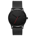 Minimalistisch zwart quartzhorloge met grote wijzerplaat en mat leren band voor heren - Zwart