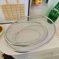 Set of two oval stainless steel mesh baskets with reinforced rounded edges - Oval Small (Round Specification)