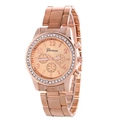 Elegant rose gold Geneva watch with rhinestones and decorative sub-dials for women - Rose Gold