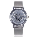 Orologio CMK argento con quadrante traforato, cinturino a rete e numeri romani - Argento