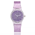 Purple glitter quartz watch with transparent resin case and starry digital dial for women - Purple