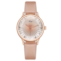 Montre à quartz minimaliste pour femme avec boîtier or rose et cadran 3D sur cuir rose - Kaki