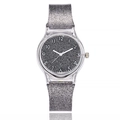 Minimalist quartz watch with transparent silicone strap and silver glitter starry dial - Black