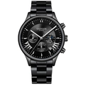 GADYSON business quartz watch for men featuring black stainless steel strap and calendar - Black Dial Silver Pin Steel Strap