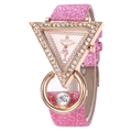 Roségoldene Dreiecksuhr mit Strassbesatz, rosa Glitzerarmband und Diamant-Anhänger - Rosa
