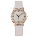 Detailed macro view of rose gold watch case with purple leather strap and numeric dial - Gray