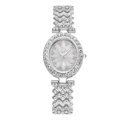 Orologio donna lussuoso argento con lunetta in strass e quadrante a motivo di petali chic - Argento