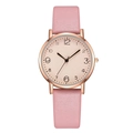 Minimalist women's quartz watch with pink leather strap and rose gold metal case - Pink