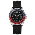 Quartz sport watch with Pepsi bezel, black silicone strap and alloy case for men - Red