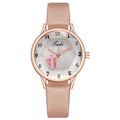 Close-up of pink leather strap watch with rose gold case and faceted glass dial - Khaki