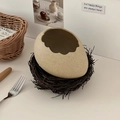 Bol à dessert créatif en forme d'œuf avec support nid d'oiseau rustique et décoratif - Grand Bol à Oeufs avec Nid d'Oiseau