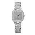 Elegante vierkante strass horloge voor dames met sprankelende zilveren kristallen armband - Zilver