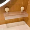 Mensola da bagno smerigliata semitrasparente con ventose e fori di drenaggio a muro - Scaffale a Ventosa - Bianco