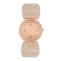 Reloj de lujo para mujer en oro rosa con cristales brillantes en esfera y pulsera - Oro rosa