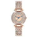 Luxury rose gold women's watch with full crystal pavé strap and pink roman dial - Rose Gold