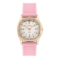 Orologio da donna in silicone rosa con lunetta in oro rosa e strass di GADYSON - Rosa