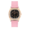 Dettaglio dell'orologio al quarzo Gadyson con cinturino rosa e lunetta con cristalli - Rosa