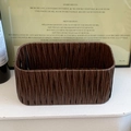 Handwoven rectangular brown storage basket for cosmetics and desk organization - 26*14*12cm / Coffee