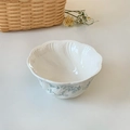 Ciotola in ceramica vintage con bordi ondulati e motivi floreali a rilievo blu - Ciotola da 5 pollici (12.5*6cm)