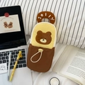 Brown and yellow cartoon bear storage case for DJI Pocket 3 with JOLLY embroidery - Bear