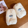 Pluche mouwbeschermers in beige met schattig hondenborduurwerk voor winterse warmte - Koffie Schnauzer