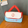 Blue and white puppy makeup bag with red handles and The Jolly House branding - Small / Sea Salt Blue