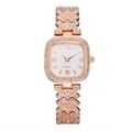 Orologio donna quadrato oro rosa con lunetta in strass e cinturino pieno di cristalli - Oro rosa