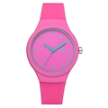 Montre sport en silicone rose pour femme avec aiguilles bleu clair et cadran à quartz - Rose rouge
