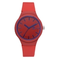 Orologio al quarzo rosso da donna con cinturino in silicone opaco e indici blu - Rosso