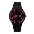 Orologio sportivo minimalista in silicone nero da donna con eleganti accenti rosa sul quadrante - Nero