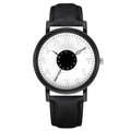 Orologio minimalista in pelle nera opaca con quadrante con numeri arabi e standard - Cinturino Nero Quadrante Bianco