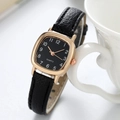 Orologio al quarzo quadrato da donna con cinturino in pelle nera e cassa oro rosa - Cinturino Nero Cassa Oro Rosa Quadrante Nero