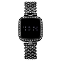 Orologio LED touch da donna di lusso con lunetta di cristalli e cinturino in metallo - Nero